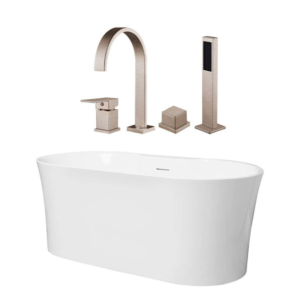 Chevington Una 59'' x 31.5'' Freestanding Air Porcelain Bathtub with